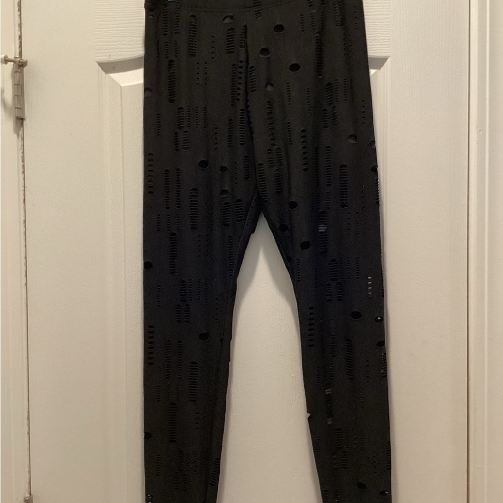 Hollow Out  Distressed Stretch Pants